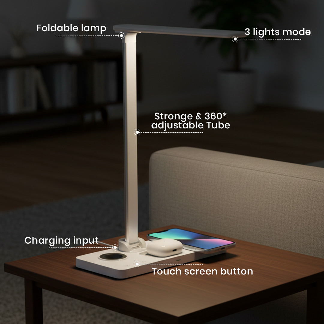 VELES - @memorii 3 in 1 Wireless Charger with Desk Lamp - Black