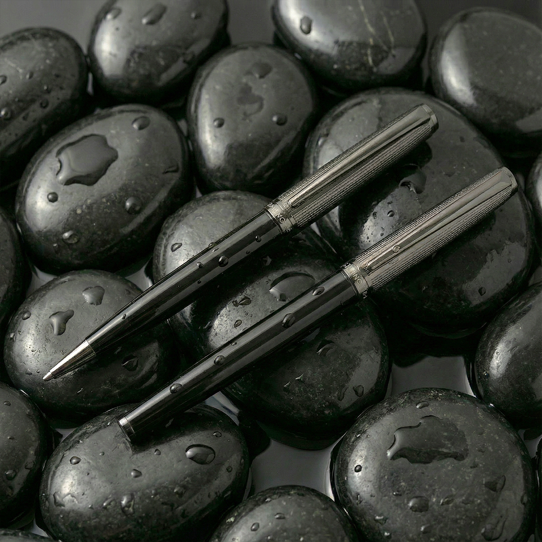 KIRAZ - Santhome® Gift Set of 2 Luxury Pens - Black / Chrome