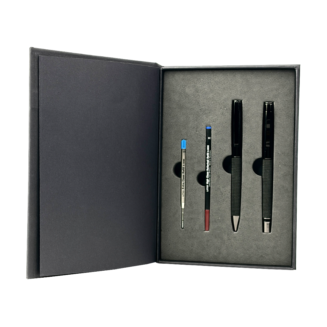 UAE's No.1 - UMA Black Forest Premium Gift Set of Mesh Textured Metal Roller & Ball Pen with Extra Refills