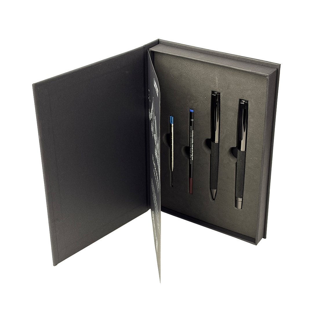 UAE's No.1 - UMA Black Forest Premium Gift Set of Mesh Textured Metal Roller & Ball Pen with Extra Refills