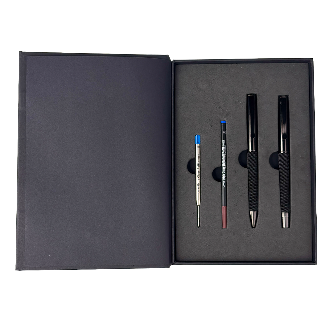 UAE's No.1 - UMA Black Forest Premium Gift Set of Mesh Textured Metal Roller & Ball Pen with Extra Refills