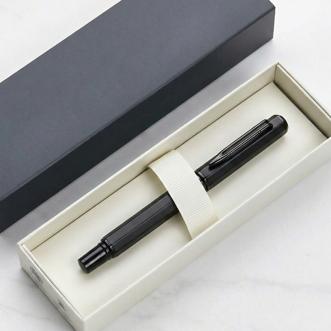 UAE's No.1 - Santhome Luxury Hex-Metal Roller Pen – Gift-Box Edition - Obsidian Black