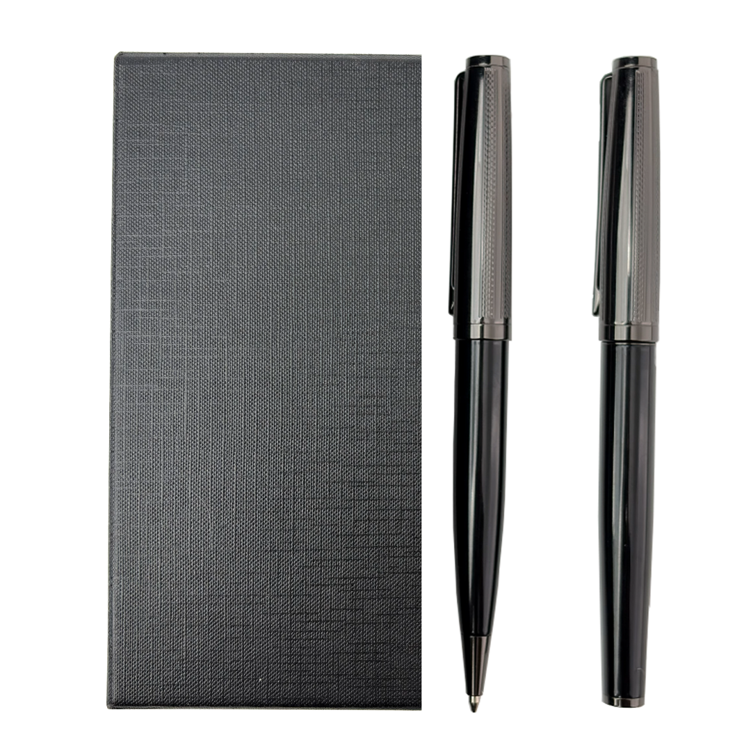 KIRAZ - Santhome® Gift Set of 2 Luxury Pens - Black / Chrome