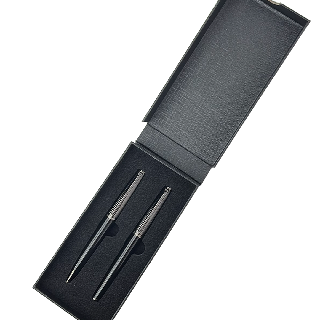 KIRAZ - Santhome® Gift Set of 2 Luxury Pens - Black / Chrome