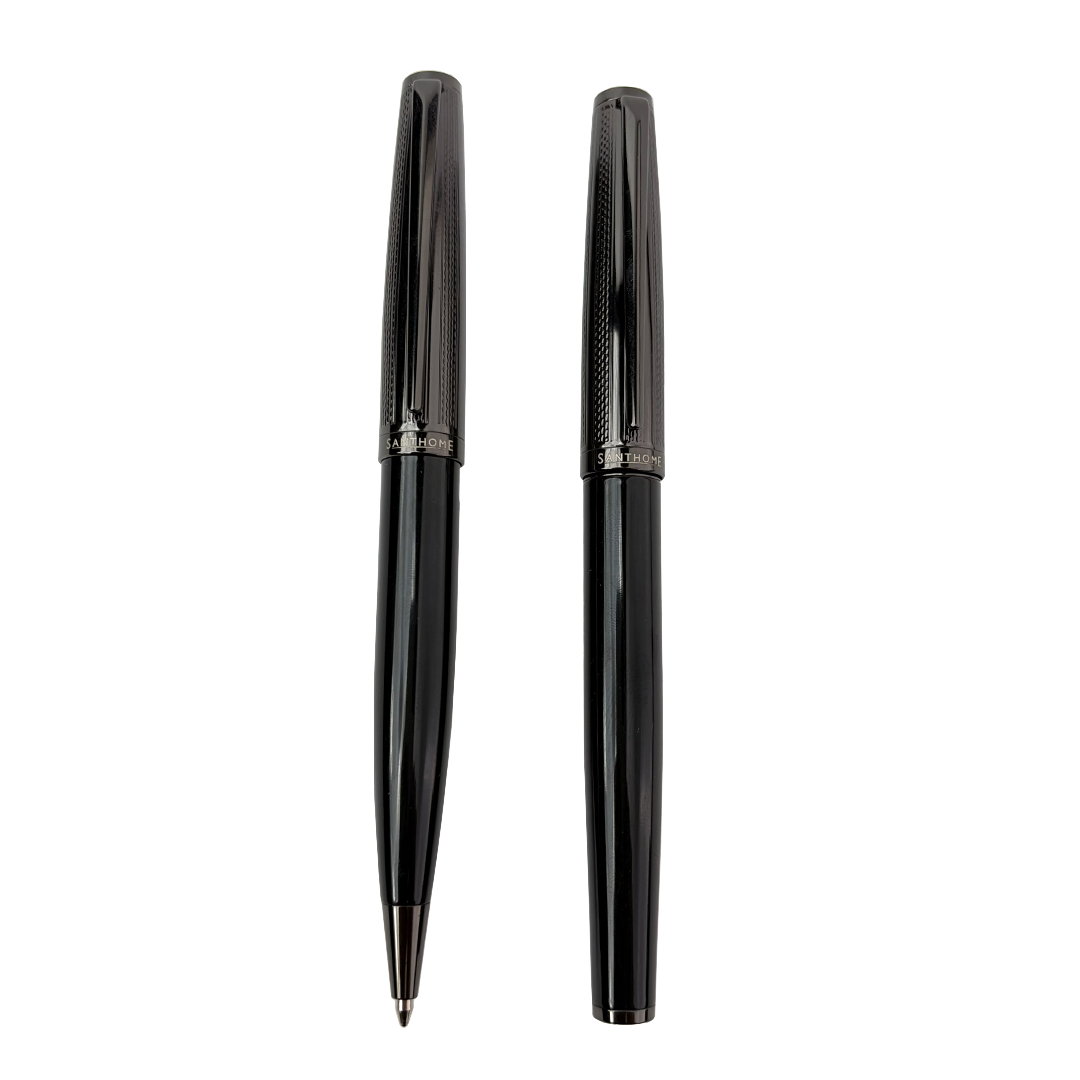 KIRAZ - Santhome® Gift Set of 2 Luxury Pens - Black / Chrome