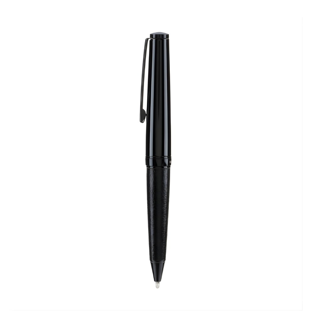 Santhome Elegance Ballpoint Metallic Pen with Leather Finish - Black