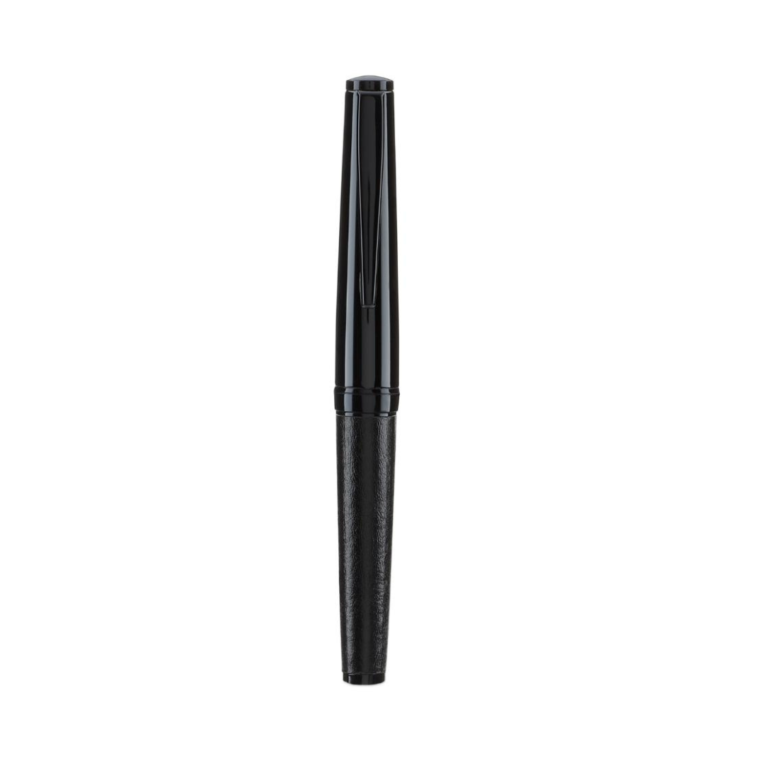 Santhome Elegance Roller Metallic Pen with Leather Finish - Black
