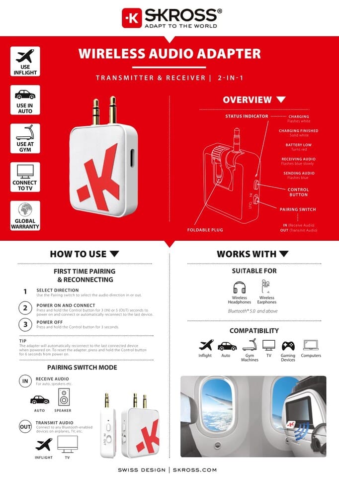 World Travel Adapter MUV USB (AC) - USB & Type C ports - Travel Organizer - SKROSS Travel