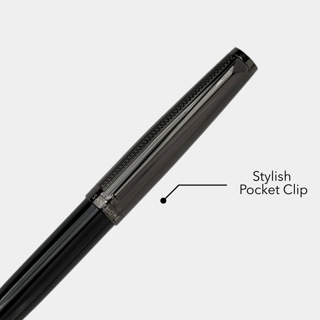 KIRAZ - Santhome® Gift Set of 2 Luxury Pens - Black / Chrome