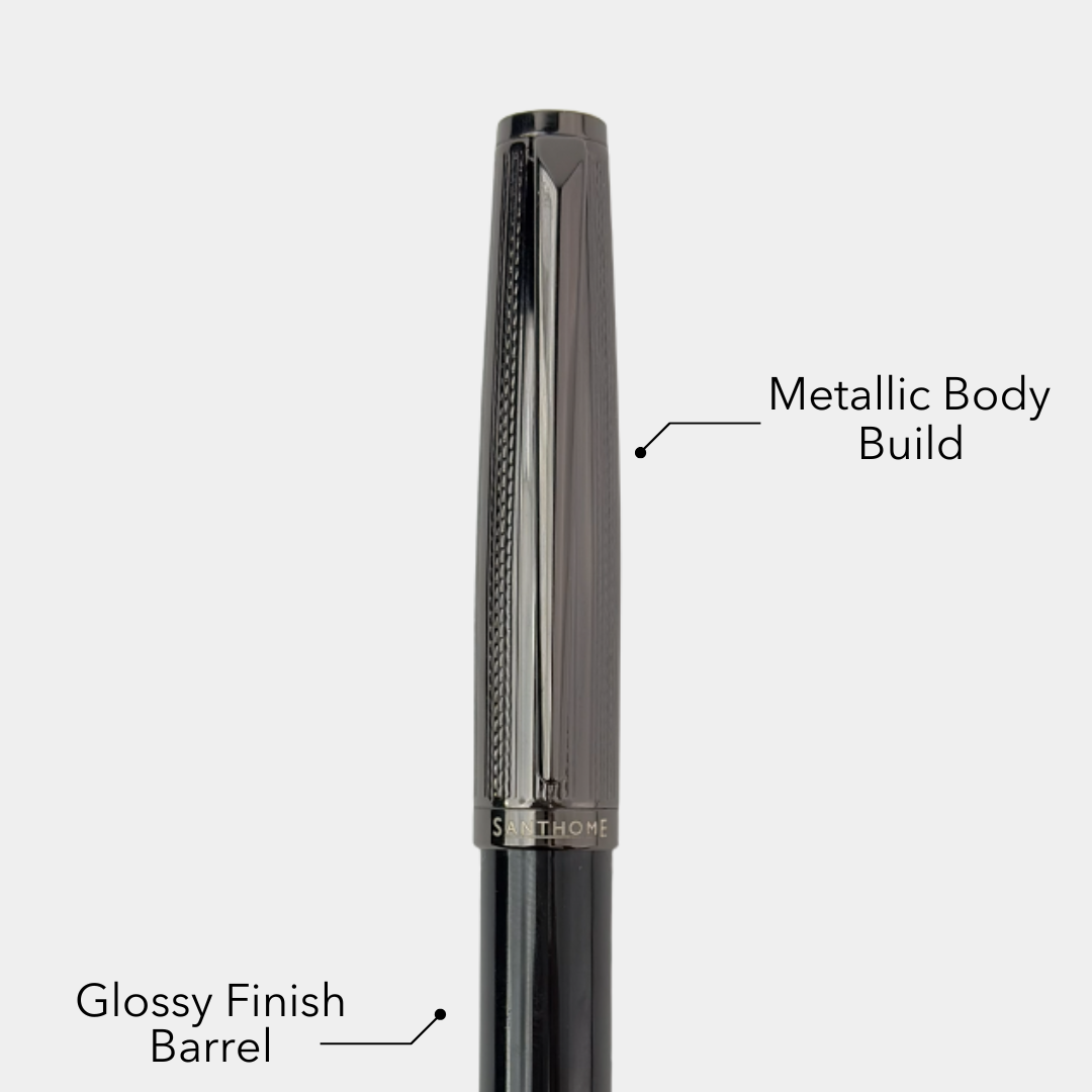 KIRAZ - Santhome® Gift Set of 2 Luxury Pens - Black / Chrome