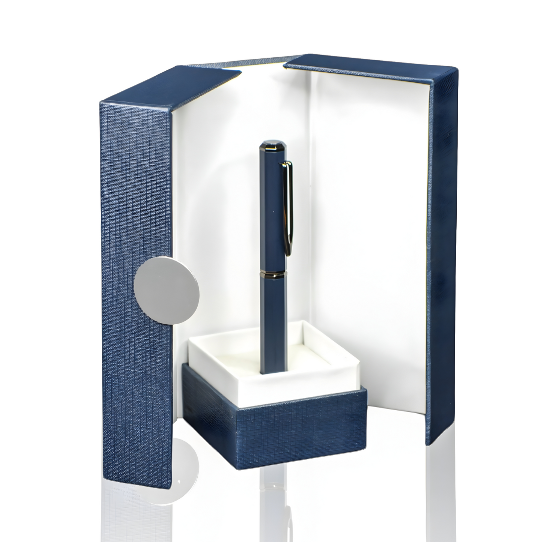 UAE's No.1 - Santhome Luxury Hex-Metal Roller Pen – Gift Box Edition - Midnight Sapphire Blue