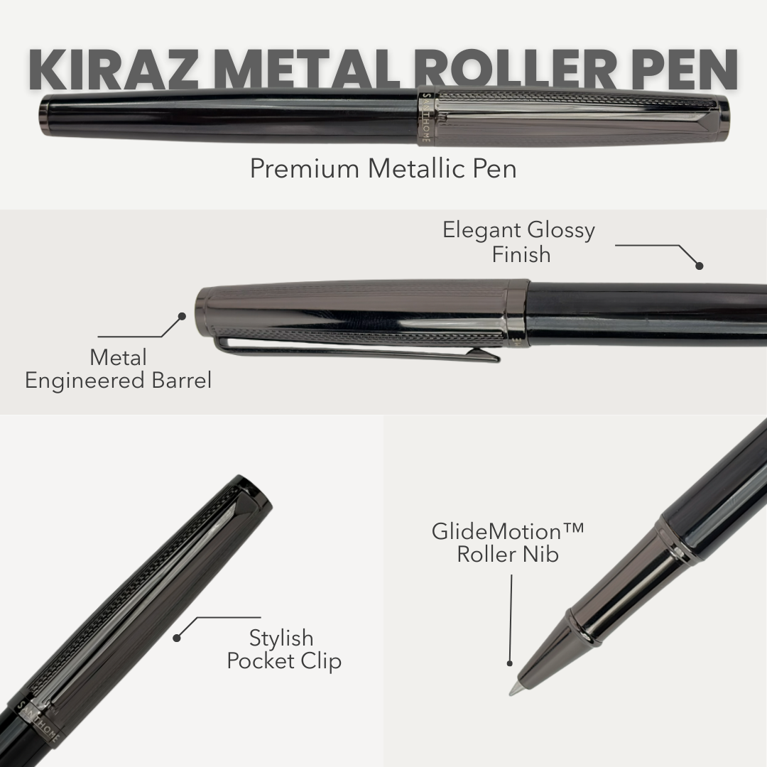 KIRAZ - Santhome® Gift Set of 2 Luxury Pens - Black / Chrome
