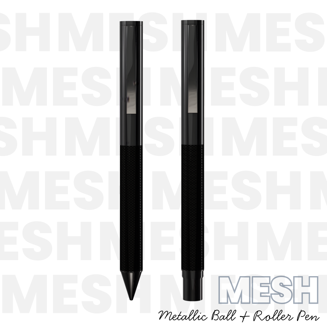 UAE's No.1 - UMA Black Forest Premium Gift Set of Mesh Textured Metal Roller & Ball Pen with Extra Refills