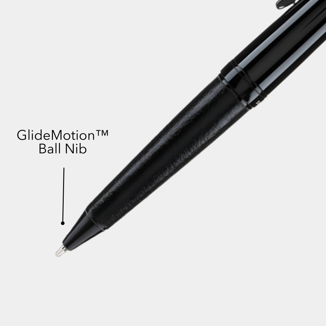 Santhome Elegance Ballpoint Metallic Pen with Leather Finish - Black