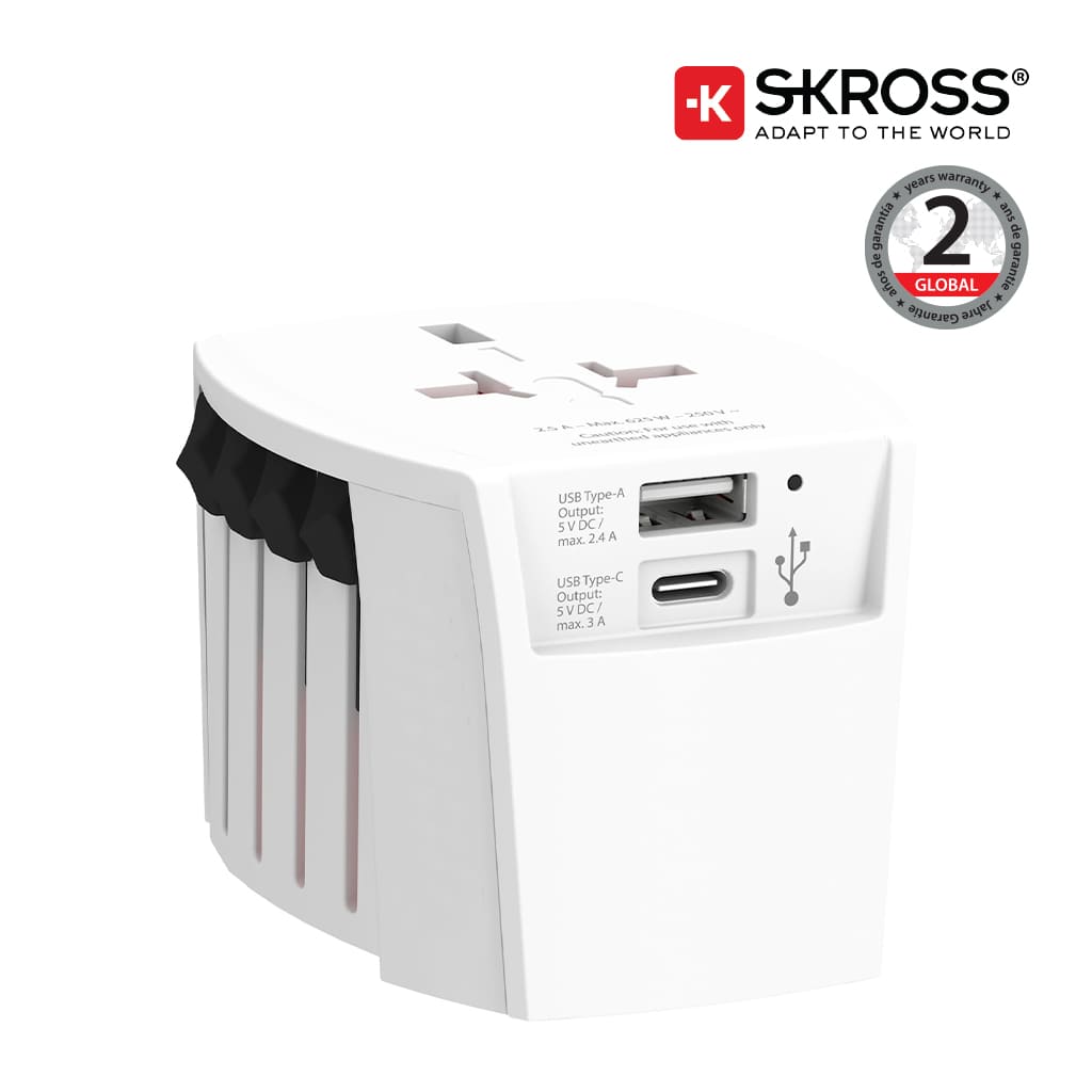 World Travel Adapter MUV USB (AC) - USB & Type C ports - Travel Organizer - SKROSS Travel