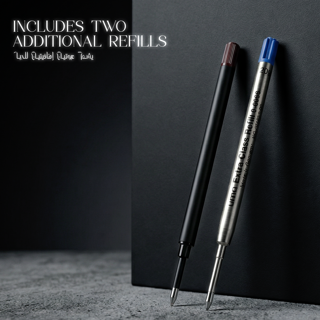 UAE's No.1 - UMA Black Forest Premium Gift Set of Mesh Textured Metal Roller & Ball Pen with Extra Refills