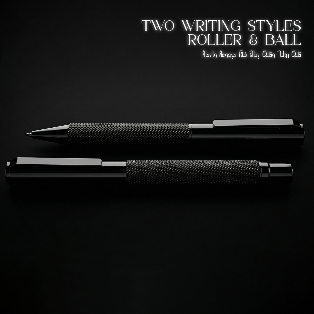 UAE's No.1 - UMA Black Forest Premium Gift Set of Mesh Textured Metal Roller & Ball Pen with Extra Refills