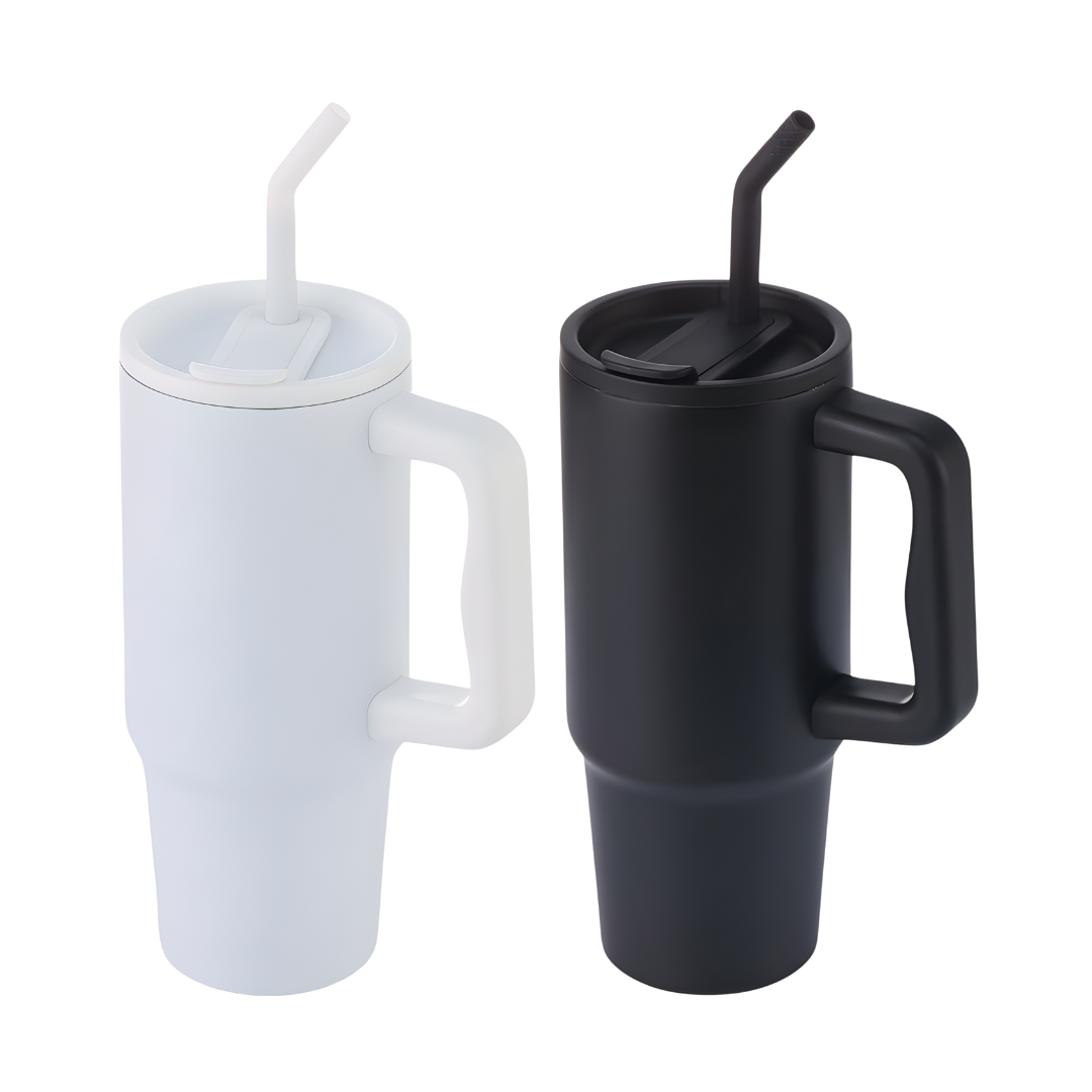 BERN - Recycled Stainless Steel Vacuum Tumbler with Reusable Steel Straw  - Set of 2