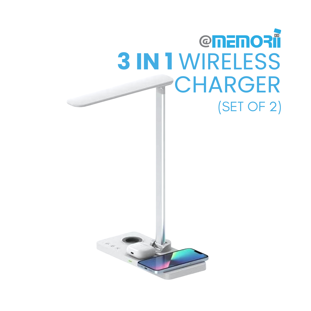 VELES - @memorii 3 in 1 Wireless Charger with Desk Lamp - White
