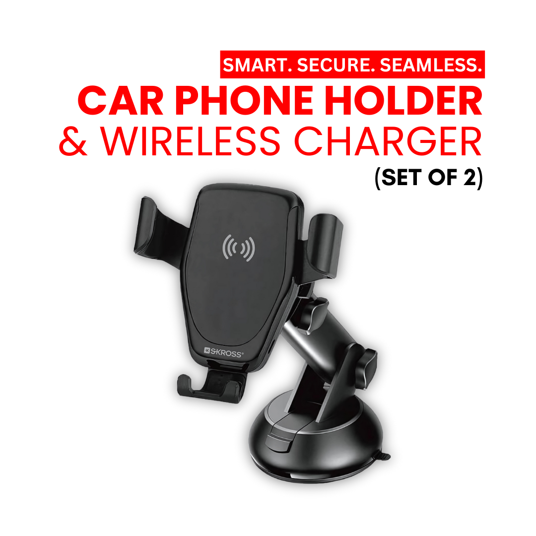 SKROSS Car Phone Holder & Wireless Charger - Black