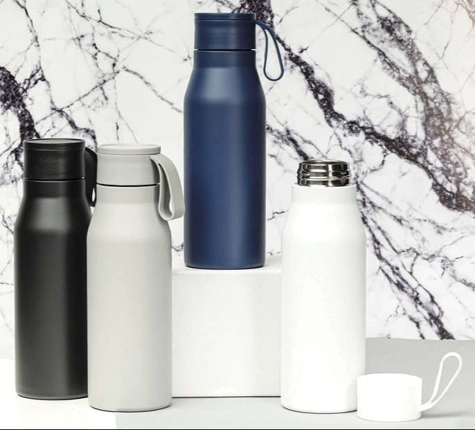 R-NEBRA - CHANGE Collection Recycled Stainless Steel Vacuum Bottle with Loop - Grey