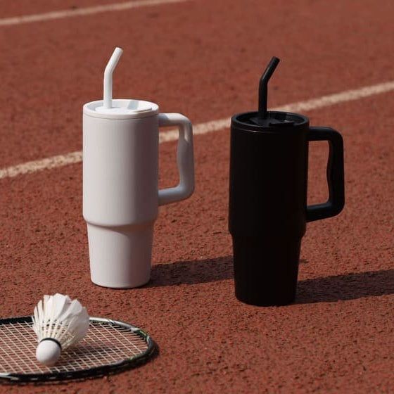 BERN - Recycled Stainless Steel Tumbler with Reusable Straw - White