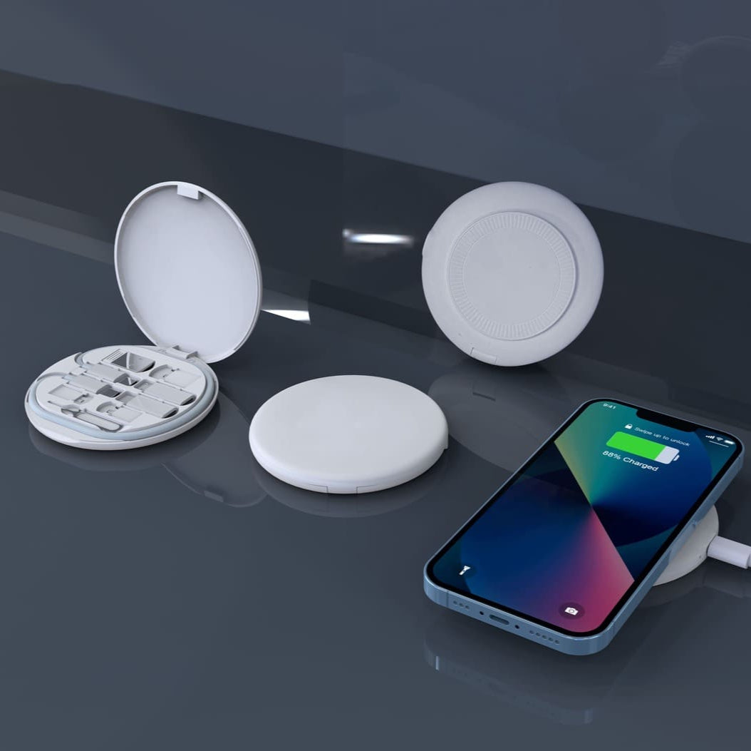 OSLO Mag - @memorii Recycled 15W Magnetic Wireless Charger Multicable Set - White