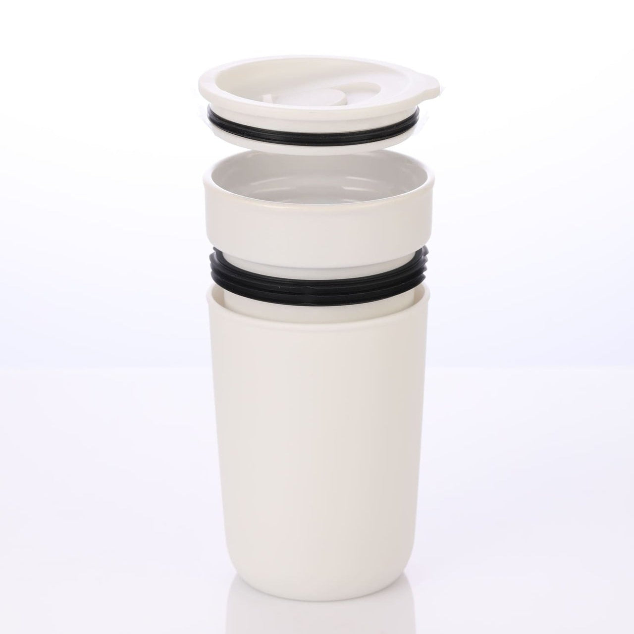 SAVONA - Hans Larsen Premium Ceramic Tumbler With Recycled Protective Sleeve - White