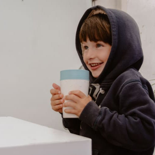 Circular Cup 8oz Cream & Faraway Blue