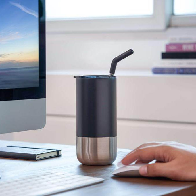 BORCULO - CHANGE Collection Insulated Tumbler with Reusable Straw - Black