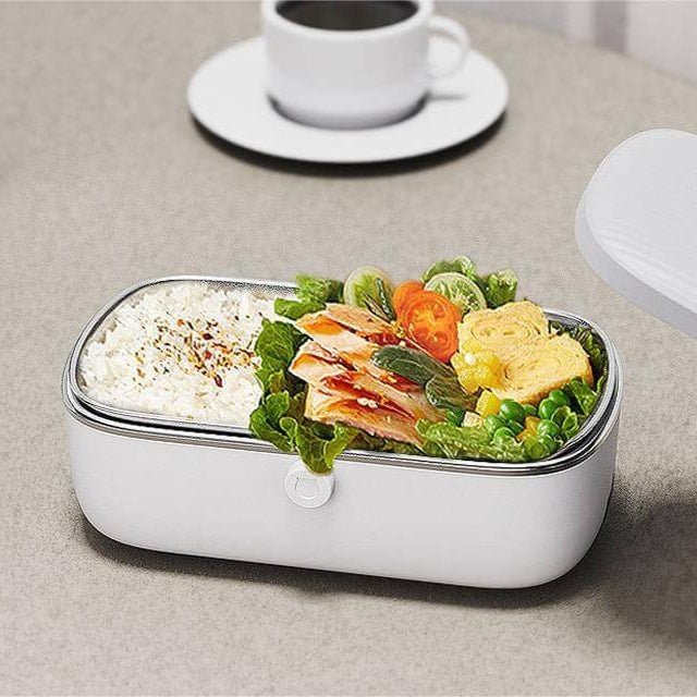 Electric Lunch Box with Food Heating – Portable Meal Warmer for Work & Travel (White)
