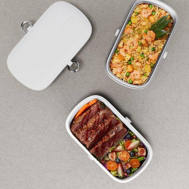 Electric Lunch Box with Food Heating – Portable Meal Warmer for Work & Travel (White)