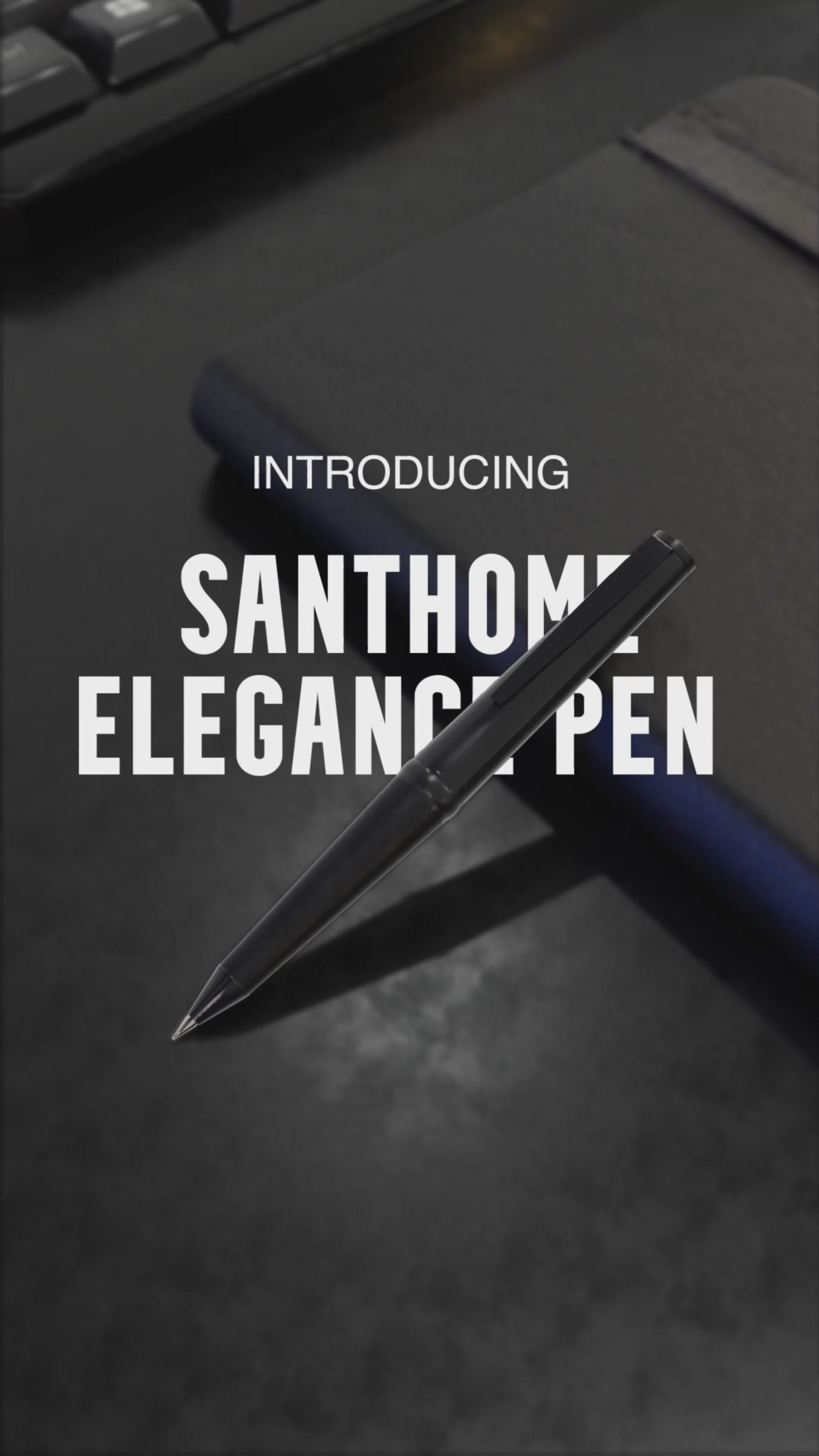 Santhome Elegance Ballpoint Metallic Pen with Leather Finish - Black